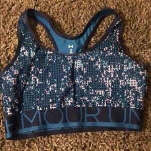 Blue/pink compression under armour sports bra